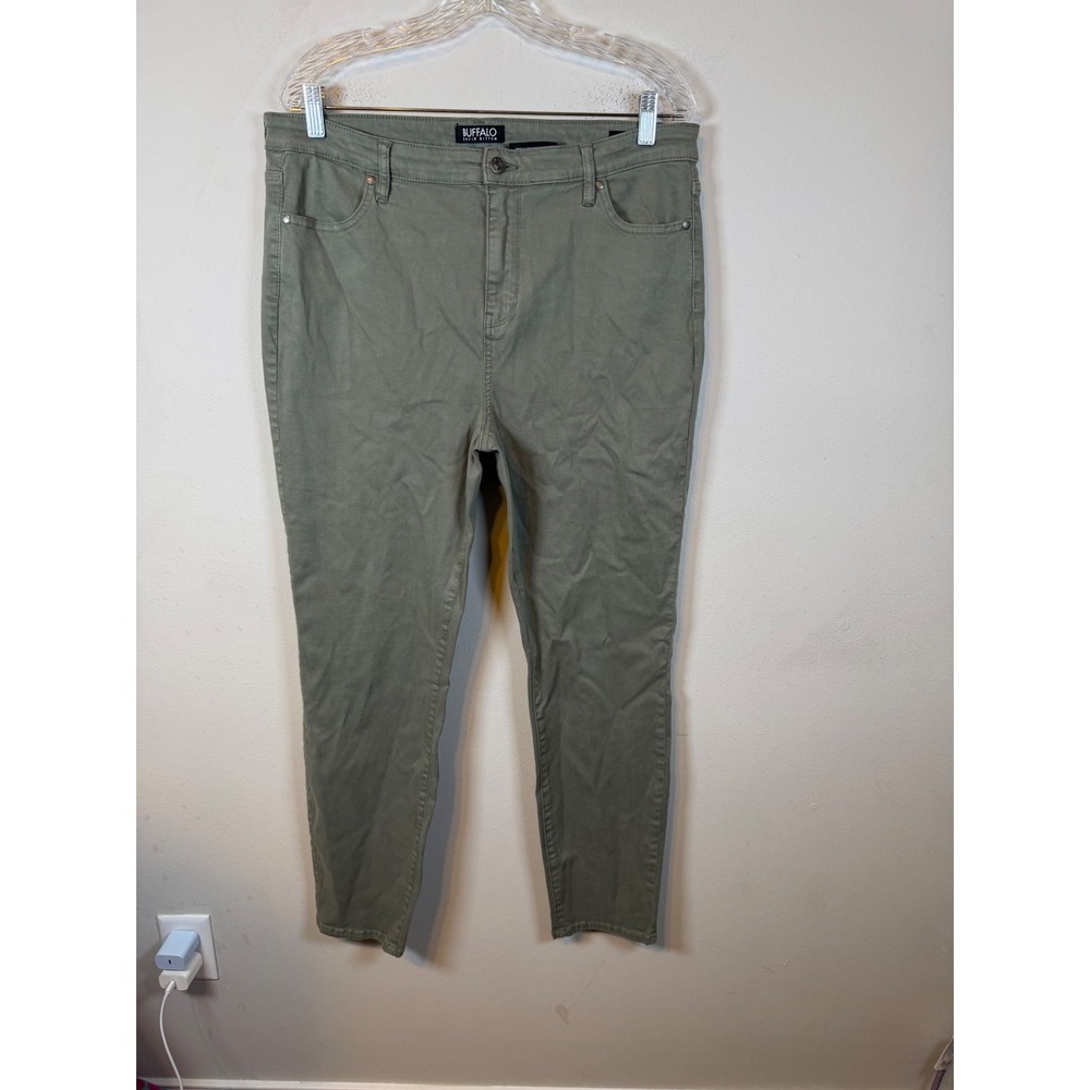 Buffalo Womens Skinny Leg High Rise Stretch Pants Olive Green 14/34